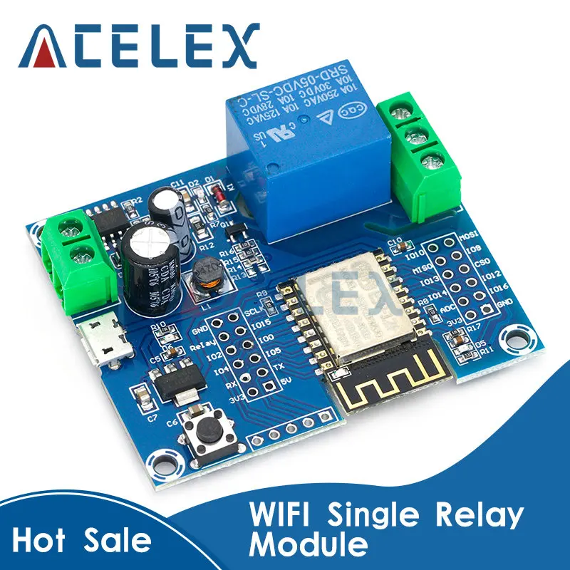 AC/DC-DC5V-80V ESP8266 беспроводная WIFI однорелейный модуль ESP-12F WIFI макетная плата для Arduino