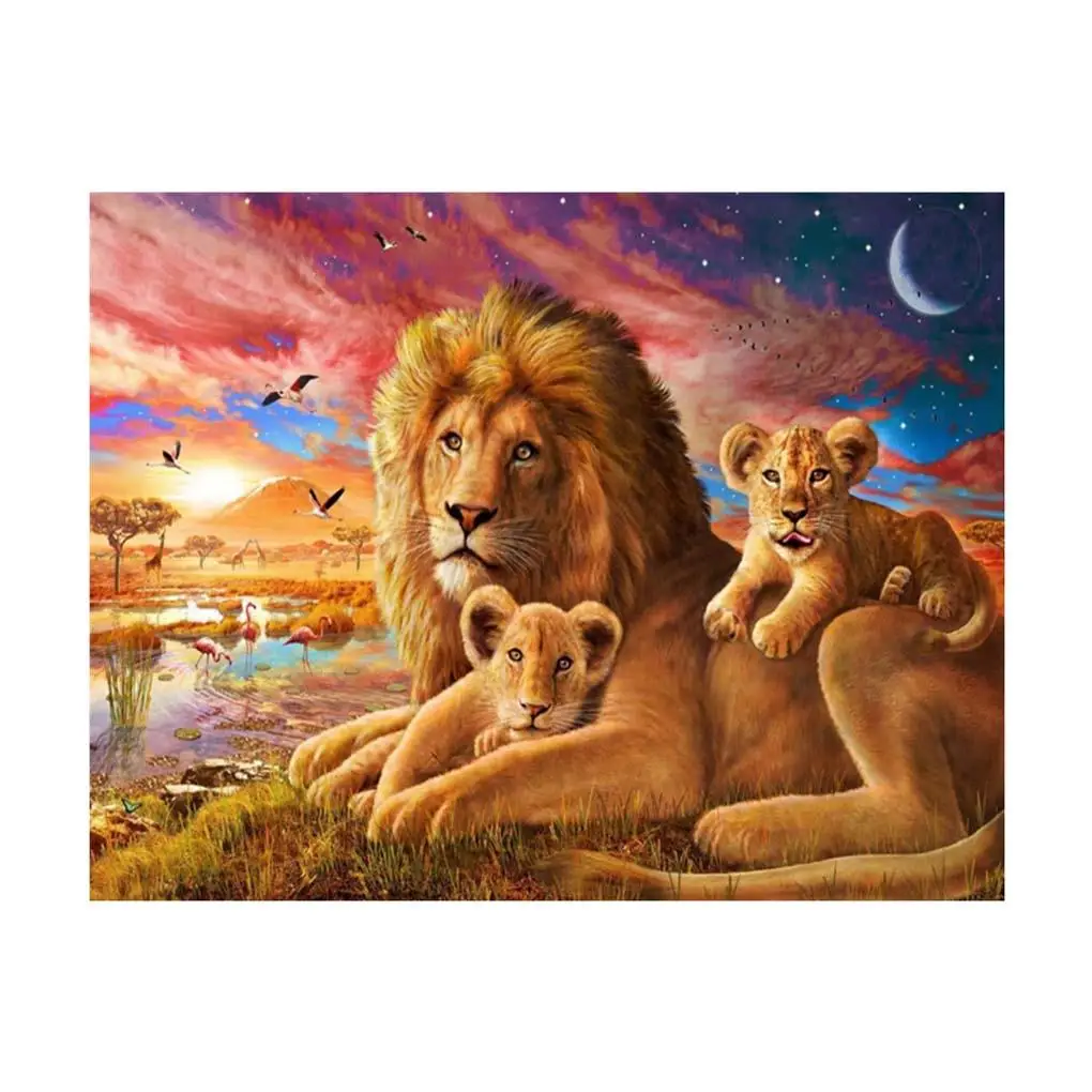 

Diamond painting Lion Family 21D Rhinestone DIY Painting Cross-stitch Wall Embroidery Picture Needlework Stitchwork Drawing