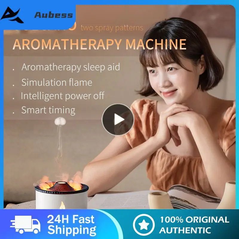 

Essential Oil Automatic Sprayer With Smoke Ring 360ml Flame Aromatherapy Portable Volcanic Flame Night Light Lamp Diffuser