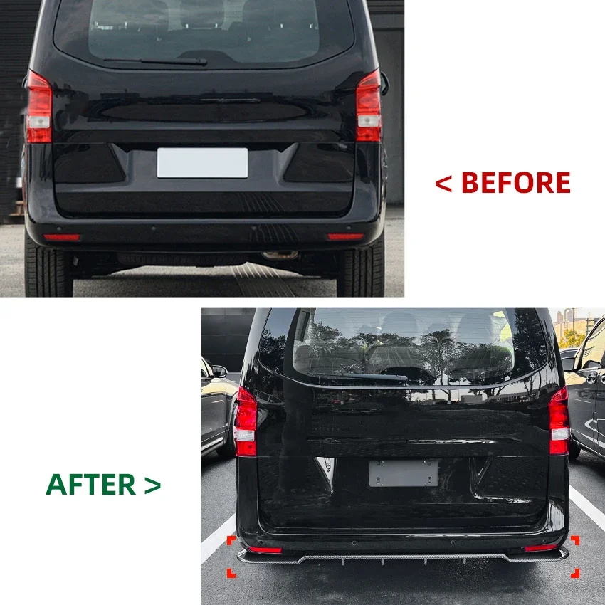 Фото Для 2016-2023 Mercedes-Benz Vito W447 багажник автомобиля, бампер, задний угловой спойлер, комплект кузова, задняя губа, задний спойлер, модификация №2
