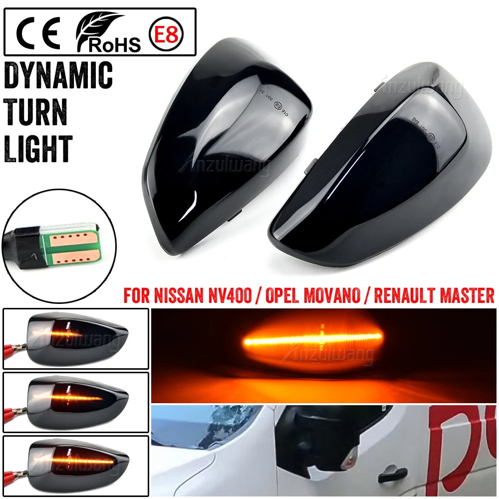 

2x Led Dynamic Side Marker Turn Signal Light For RENAULT MASTER MK3 VAUXHALL / OPEL MOVANO 2010-2015 NISSAN INTERSTAR NV400