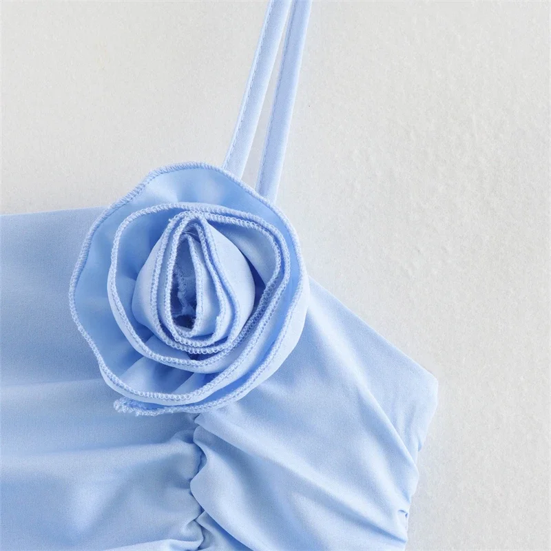 Msnoloa 2024 женское однотонное плиссированное платье с 3D цветными блоками