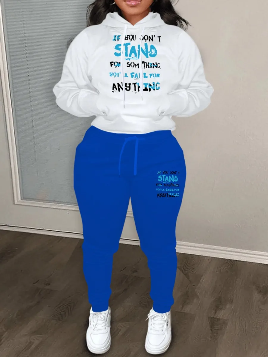 LW Большой размер Костюм большого размера Спортивный костюм с буквенным принтом