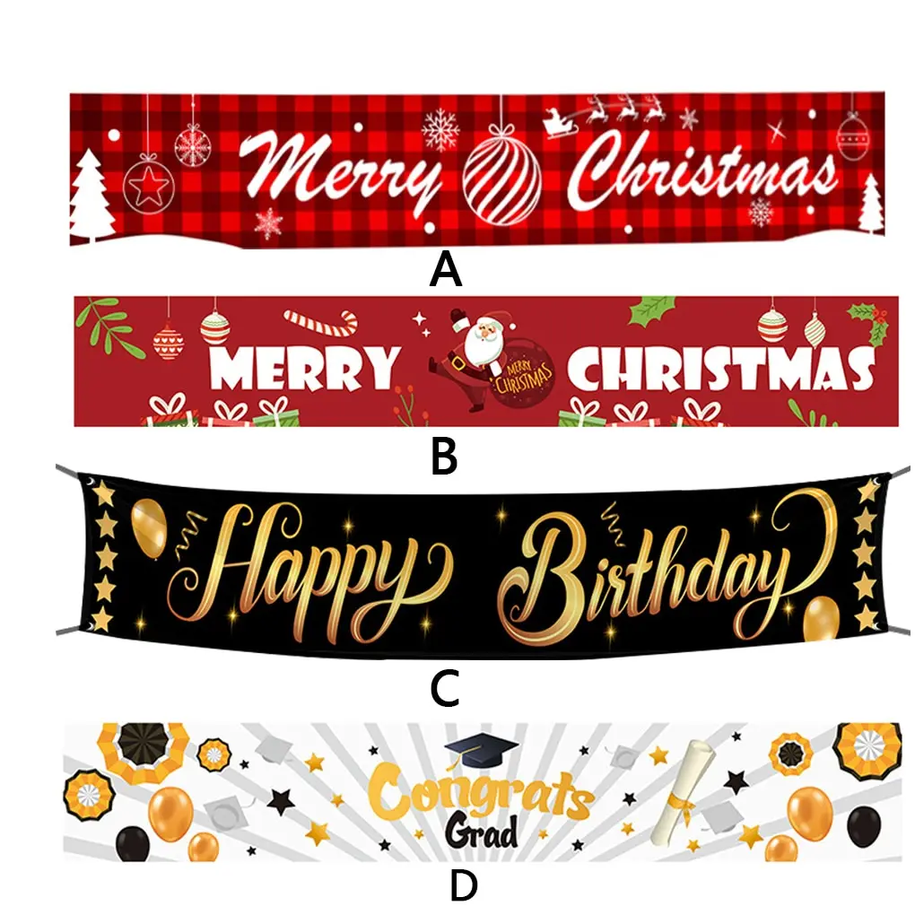 

Christmas birthday Banner Large Xmas Sign Outdoor Hanging Ornament Party Decorations Supplies Christmas New Year decorations