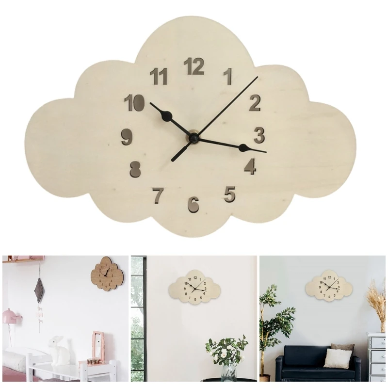 Настенные часы с бесшумной работой облачный дизайн для детей и украшение дома D2RD