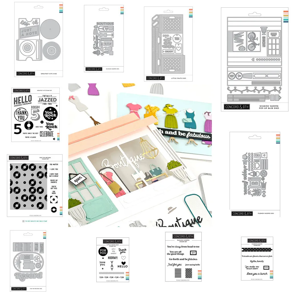 

Fashion Flower Window Shoppe Pop-Up Base Metal Cutting Dies Clear Stamps Stencil Scrapbook Diary Secor Embossing Diy 2023 New