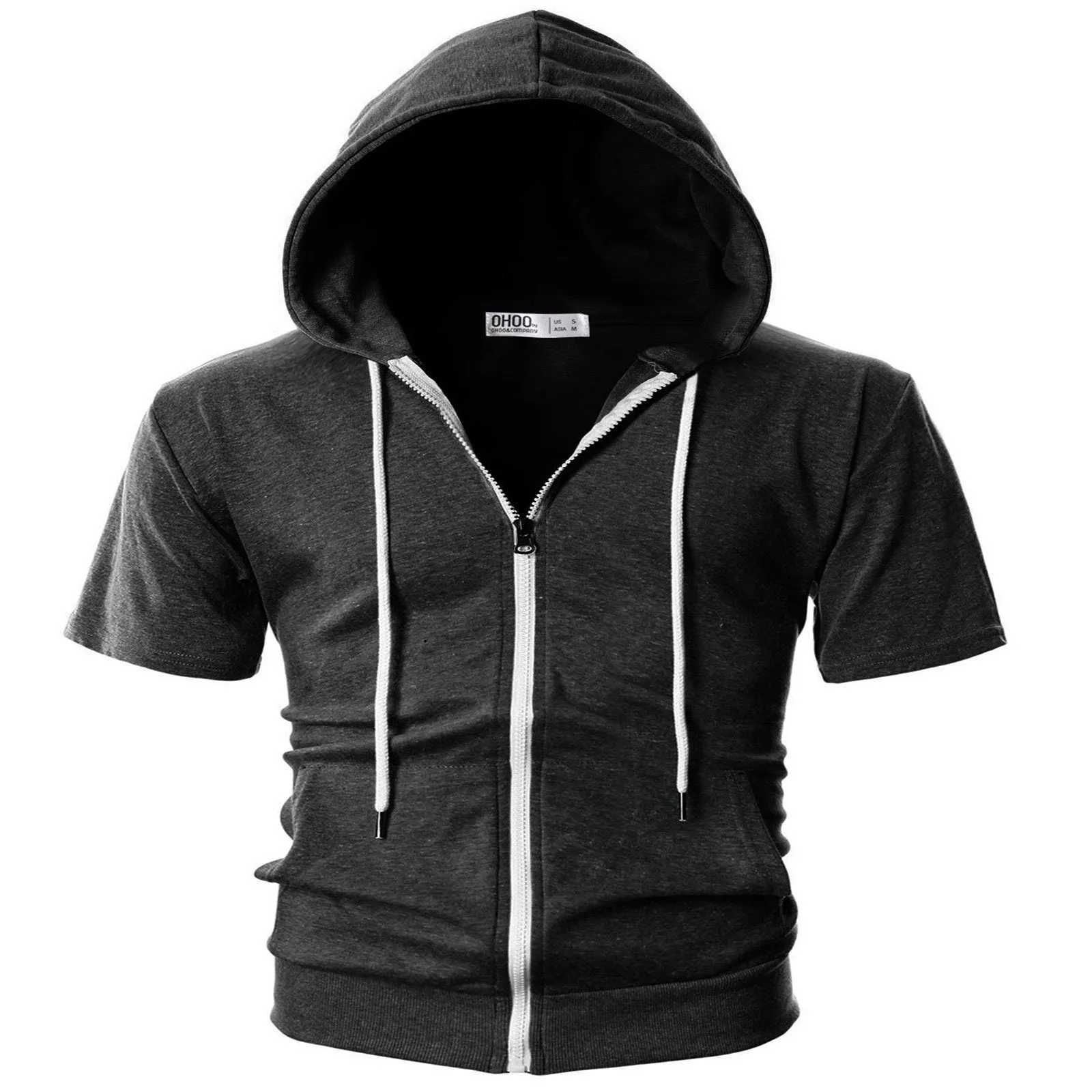 

Cotton Men's Gym Boxer Hoodie Short Sleeve Sweatshirt Hoodies Casual Zipper Male Outdoor Sports Casual Breathable Jackets
