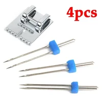 4pcsset double twin needles wrinkled sewing presser foot for sewing machine size 290 390 490 multifuctional fittings