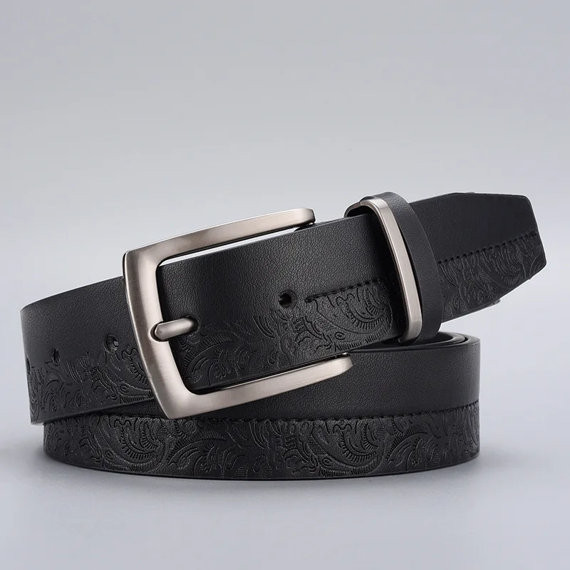 New Designer Belt Classic Fashion Men's Embossed Belt Zinc Alloy Pin Buckle Jeans Belt Retro Men's High Quality Leather Pu Belts