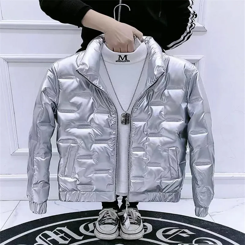 Winter Coat, Men'S Stand Collar, Korean Version, Short, Light And Thin Down Jacket, Slim, Wash Free, Bright Screen Red Cotton