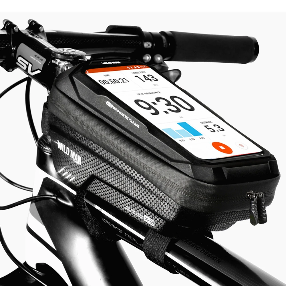 

WILD MAN 2022 Bicycle Bag Frame Front Top Tube Cycling Bag Waterproof 6.5in Phone Case Touchscreen Bag MTB Pack Bike Accessories