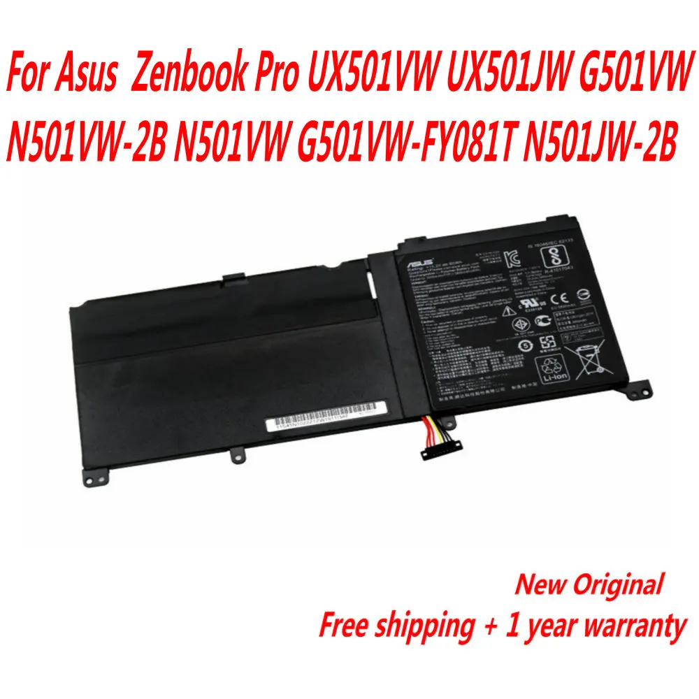 Высокое качество модель C41N1524 Аккумулятор для ноутбука Asus Zenbook Pro UX501VW UX501JW G501VW