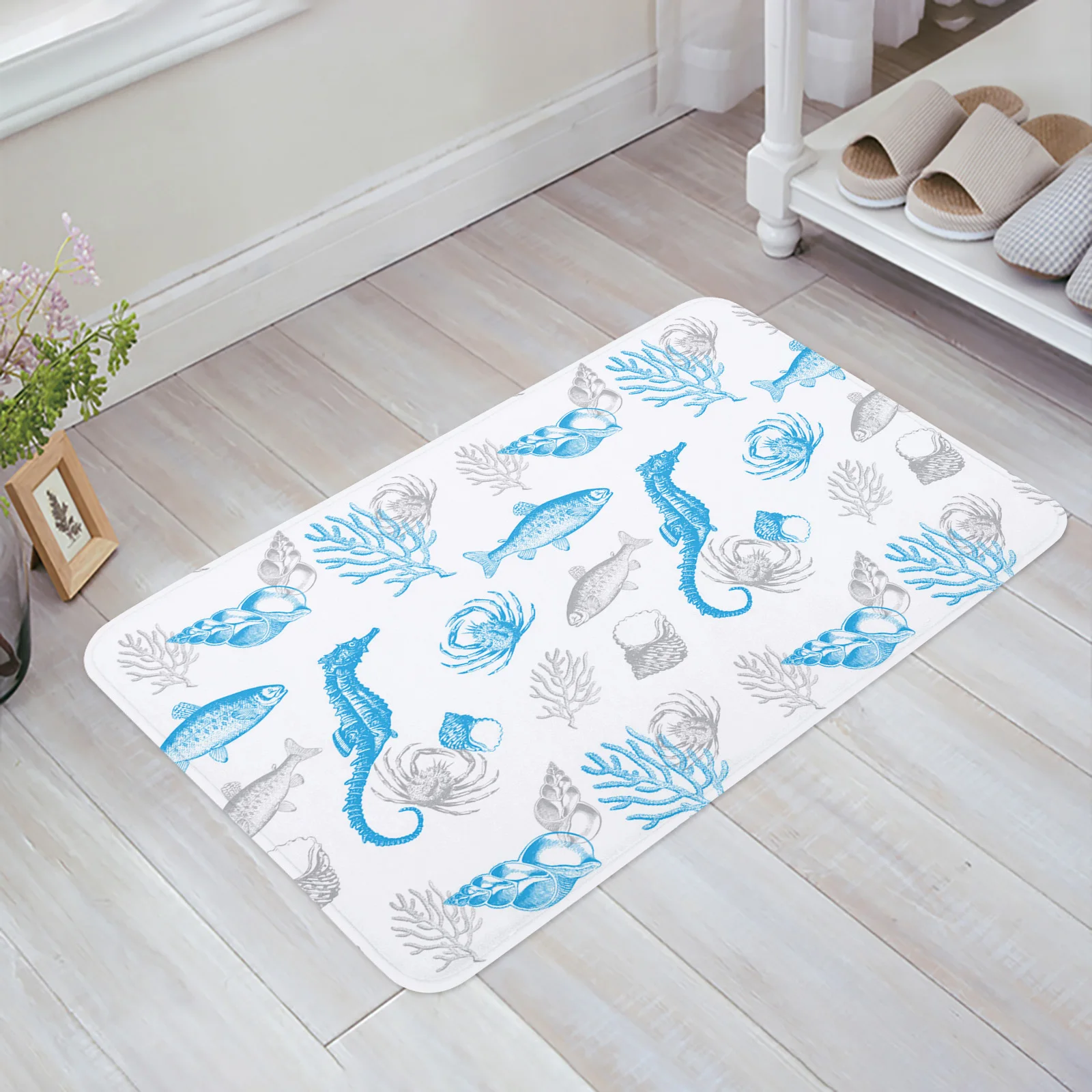 Напольный коврик для кухни и ванной нескользящий раковина океана морского