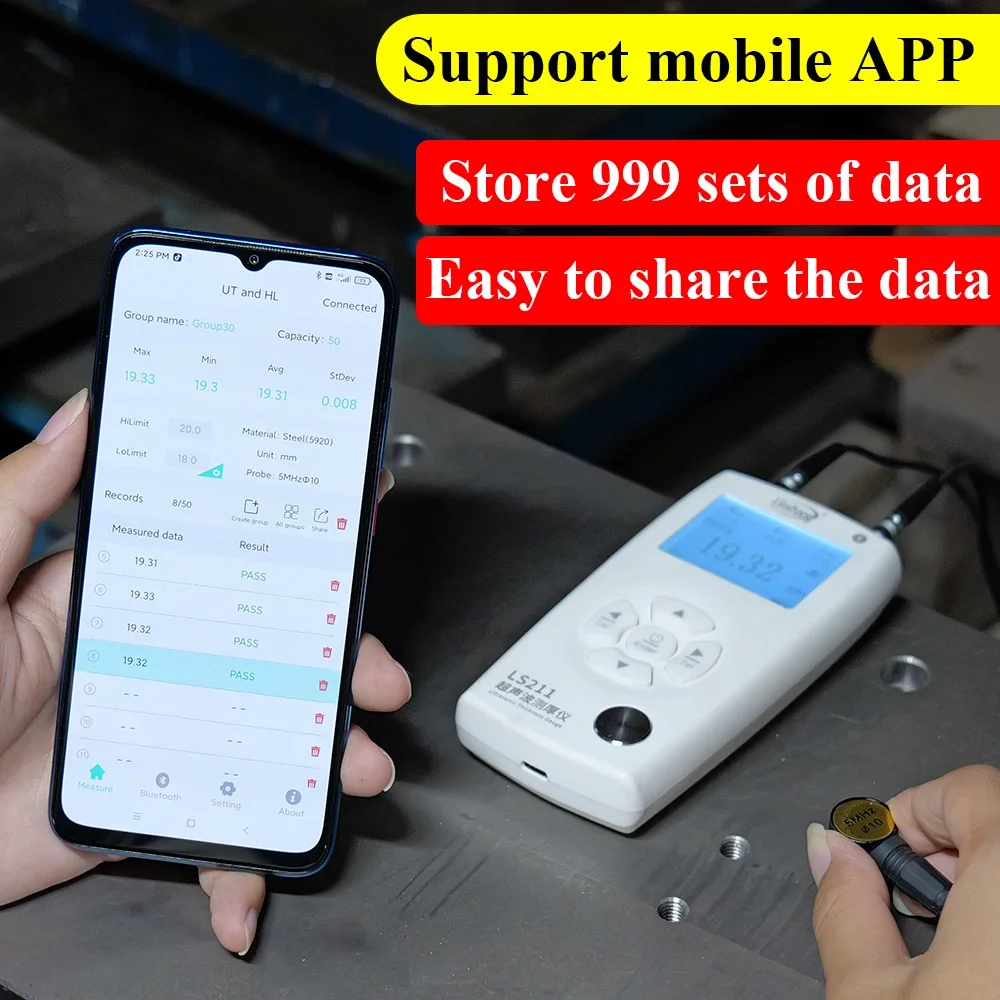 LS211 600 мм 0 001 разрешение Высокая точность ультразвуковой толщиномер цена