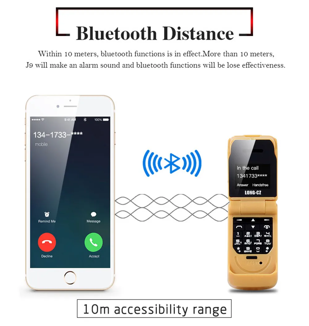 UNIWA J9 2G Super Mini Flip Mobile Phone clamshell Push Button Wireless Bluetooth Dialer FM Magic Voice Handsfree Earphone