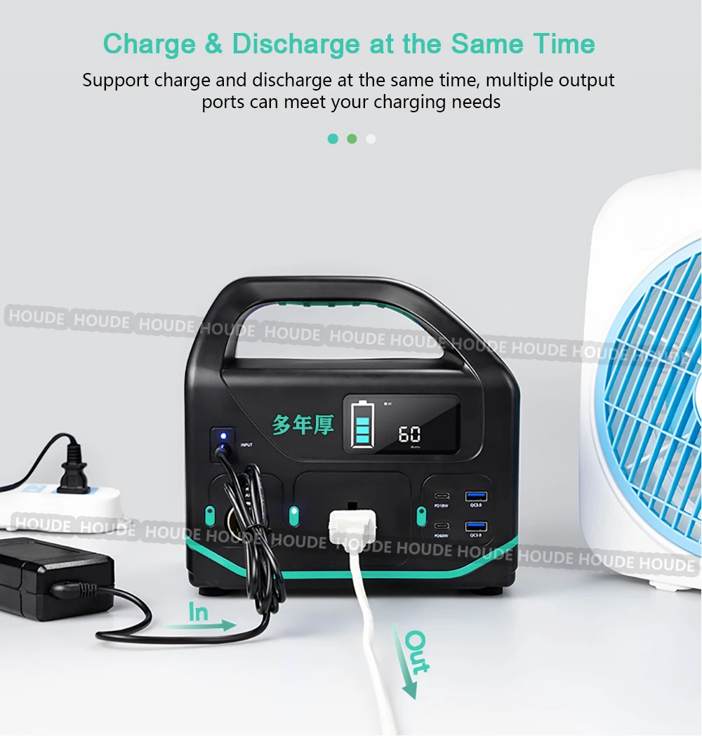 

Мощная мощность 300 Вт/500 Вт/1000 Вт электростанция PD60W быстрое зарядное устройство большой емкости солнечный генератор подходит для США Канады...