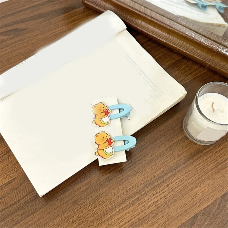 Эстетические заколки для волос Заколка с мультяшным медведем Элегантный боковой