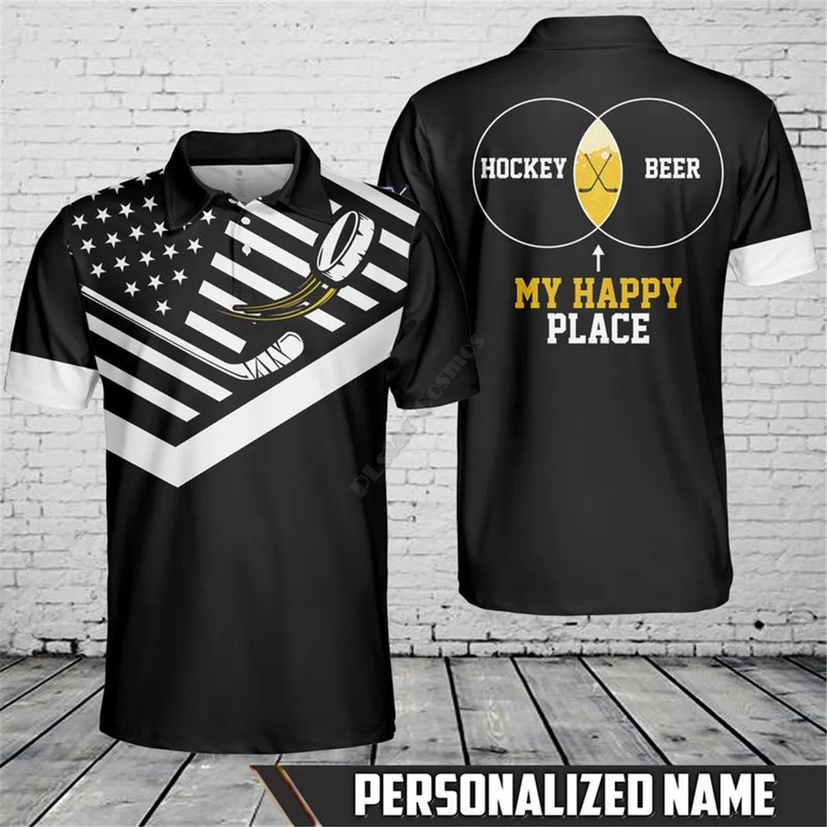 

Summer shirts women for men Customize your name Hockey And Beer My Happy Place Polo Shirt 3D printed Short sleeve t shirts 01