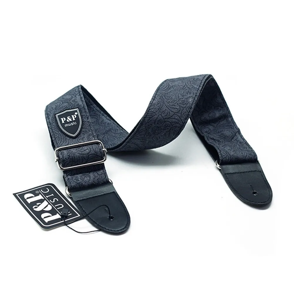 

Denim Guitar Strap Floral Print Instrument Musical Professional For Electric Bass Universal Adjustable Practical