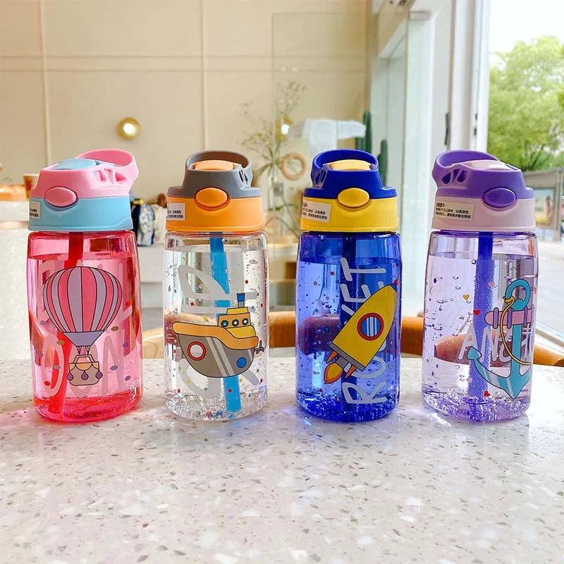 With Straws And Lids Spill Proof Portable Toddlers Beverage 