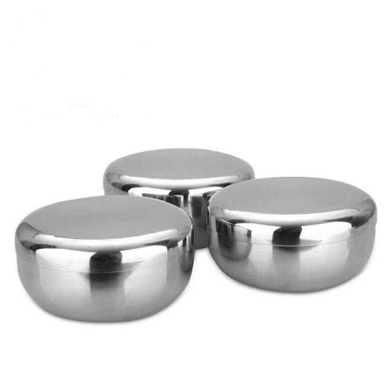 Stainless Steel Bowl Korean Big Cooked  Rice Bowl with Cover 10cm 12cm Kimchee Thickening Baby Children Bowl Kitchen Tableware