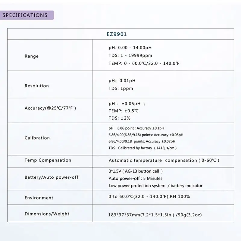 Высокоточный инструмент для проверки чистоты воды 3 в 1 PH TDS TEMP тестер-ручка