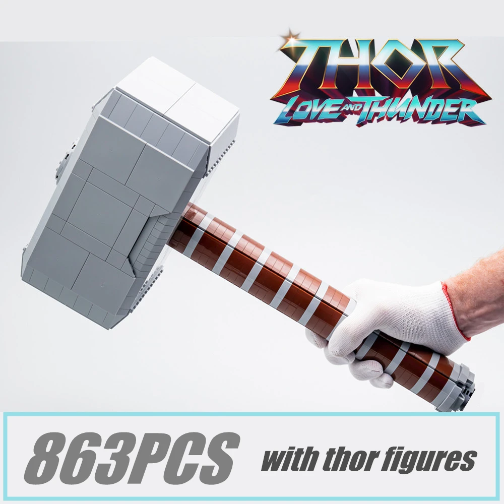 

FIT 76209 Marvel Avengers Thor Hammer Super Hero Toy Weapon Thor Thunder Hammer Infinity Mjolnir Building Block Brick Kid Gift