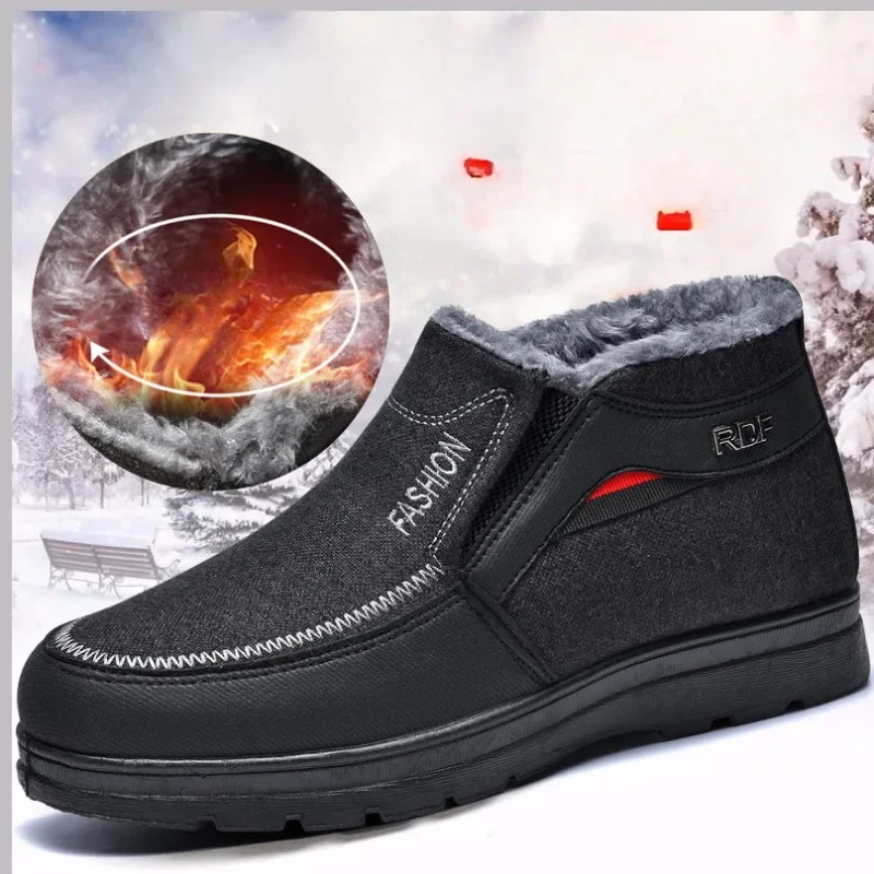 Зимние хлопковые ботинки для мужчин теплые меховые мягкие мужские зимние на