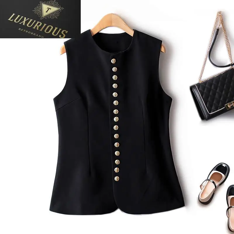 

Sleeveless Jackets Women's Autumn 2024 New Single-breasted Multi-button Korean Fashion Woman Vest Slim Winter Female Clothing