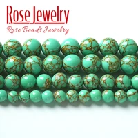 natural spun gold green howlite turquoises beads for jewelry making round loose stone beads diy bracelets necklace 4 6 8 10 12mm