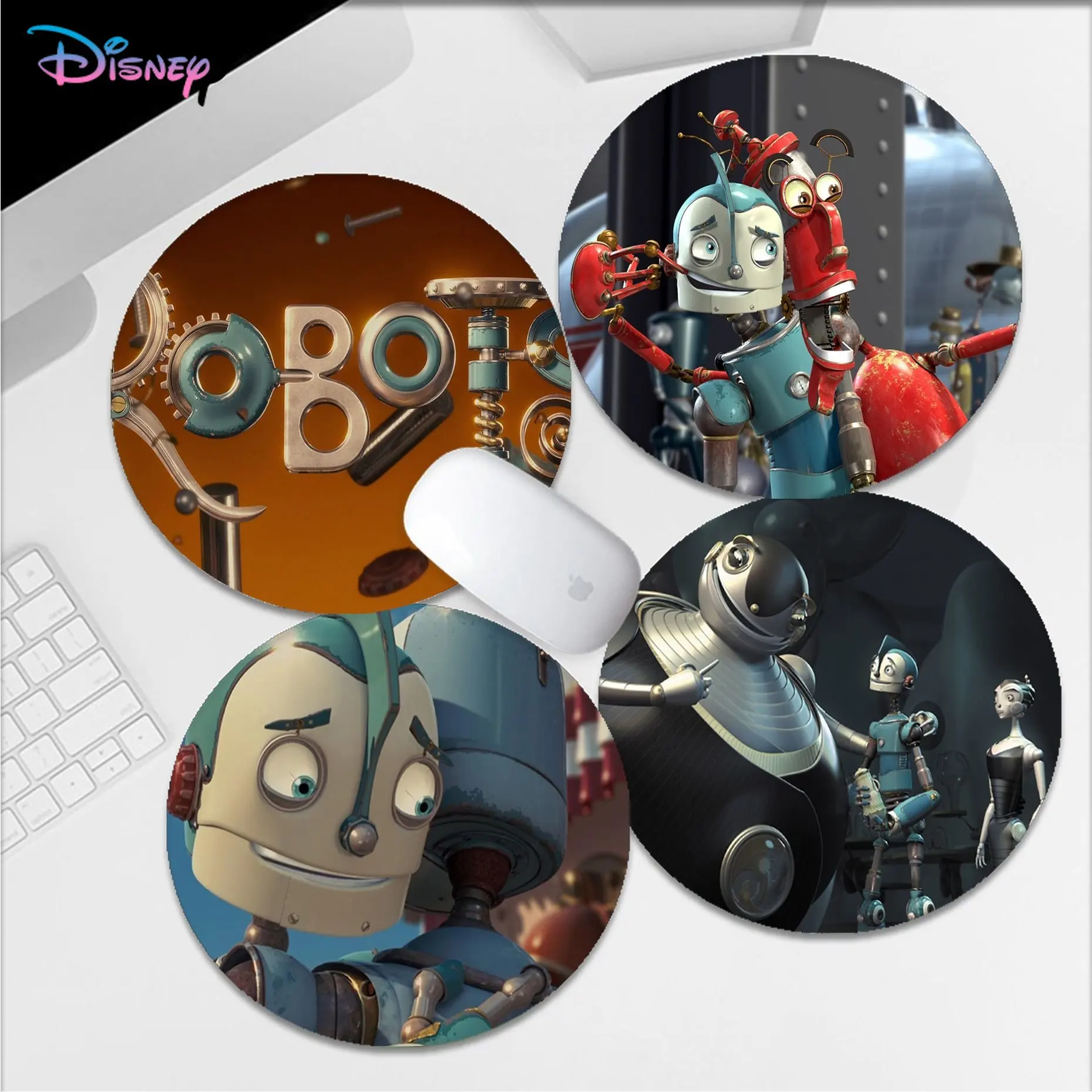 

Diseny Blue Sky Robots Mousepad DIY Round Thickened Mouse Pad Oversized Gaming Keyboard Table Desk Set Accessories Desktop Mat