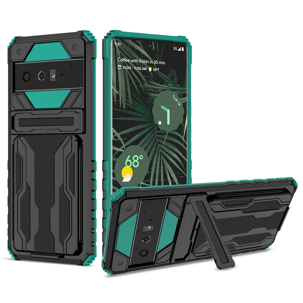 

For Pixel 6 Pro Case For Google Pixel 6 Pro Case Shockproof Armor Card Slot Coque for Pixel 6 6pro Stand Bumper Silicone Cover