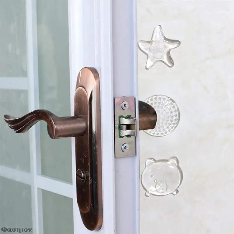 

Door Stoppers Wall Protection Safety Shock Absorber Door Handle Bumpers Security PU Transparent Wall Starfish Shape Protectors