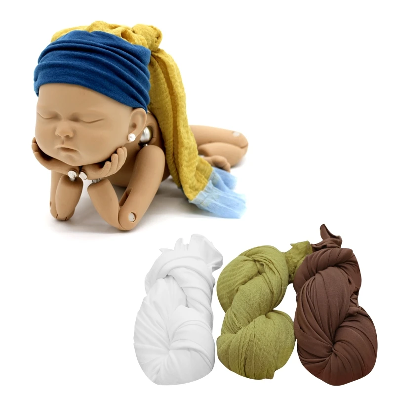 

Newborn Photography Props Swaddle Wrap Sleeping Bag Sleepsack Blanket Baby Pearls Ear Studs Hat Headwrap Turban Long Tail QX2D