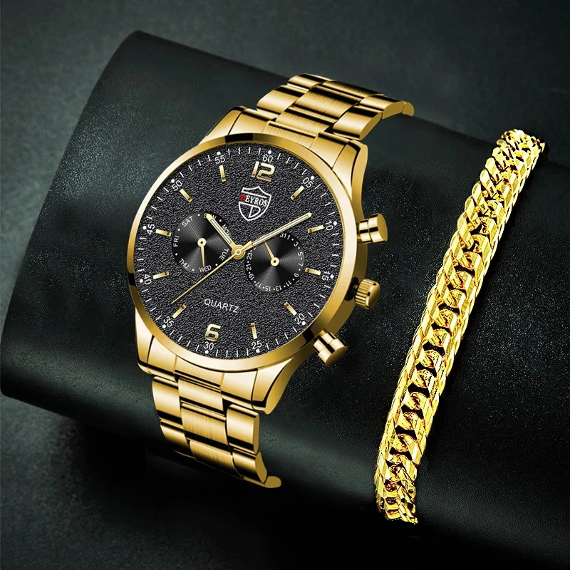 relogio Men Gold Bracelet Watches Fashion Luxury Male Sport Stainless Steel Luminous Clock Analog Quartz Business Men WristWatch