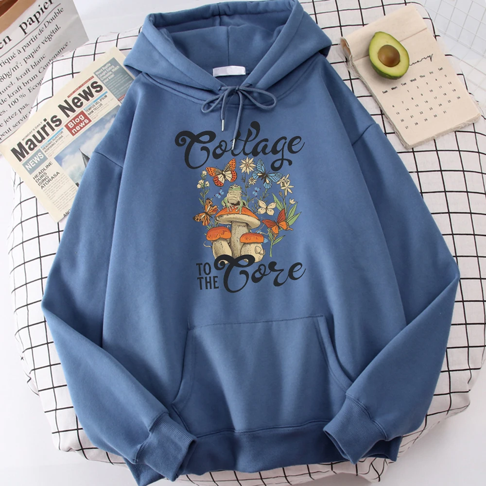 

Cottagecore Aesthetics With Frog Mushroom Floral Hoodies Women Harajuku Hoodie Loose Oversize Hoody Autumn Fleece Woman Pullover