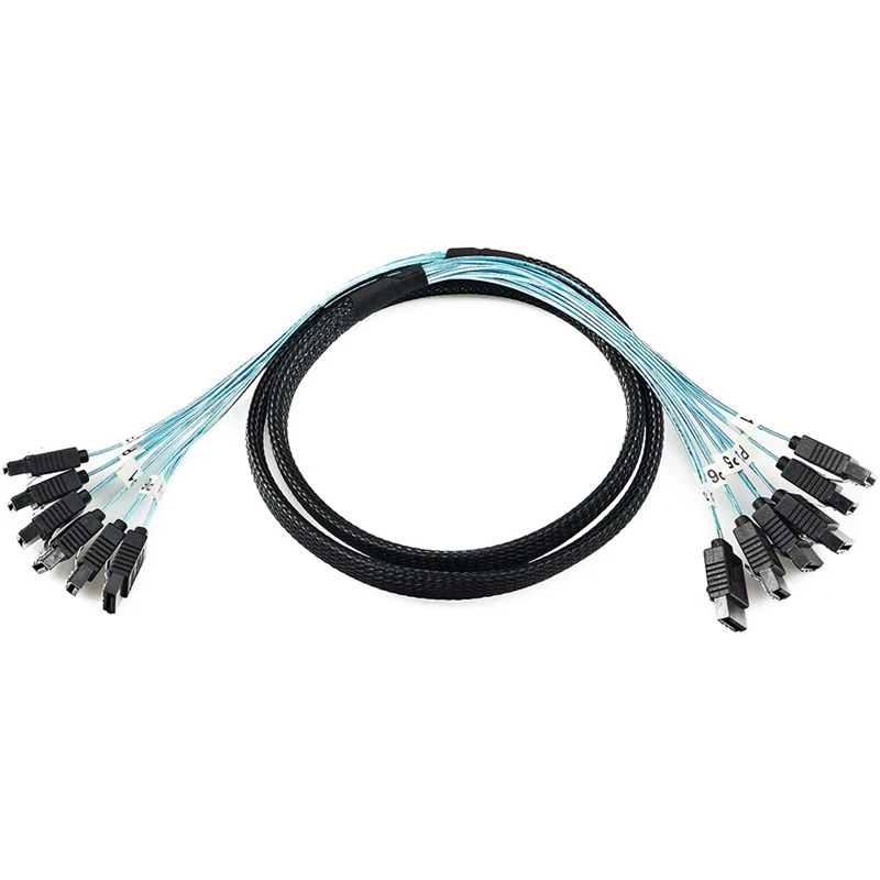 

SAS Cable High Quality SATA 3 6Gbps x 6 High Speed Serial Port Data Cable Cord for Server,6 Ports/Set