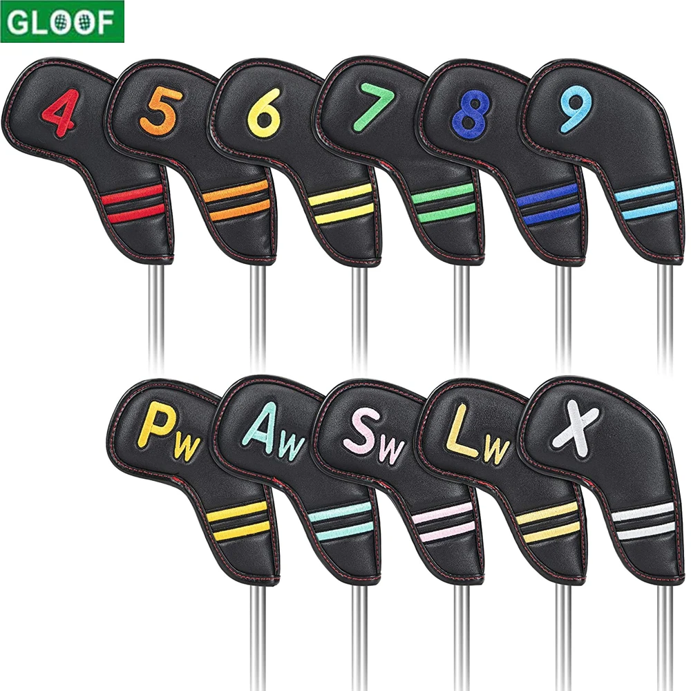 Head Covers Pu Leather Iron Headcovers With Laser Number Tag For Iron With Magic Tape (4 5 6 7 8 9 Pw Aw Sw )