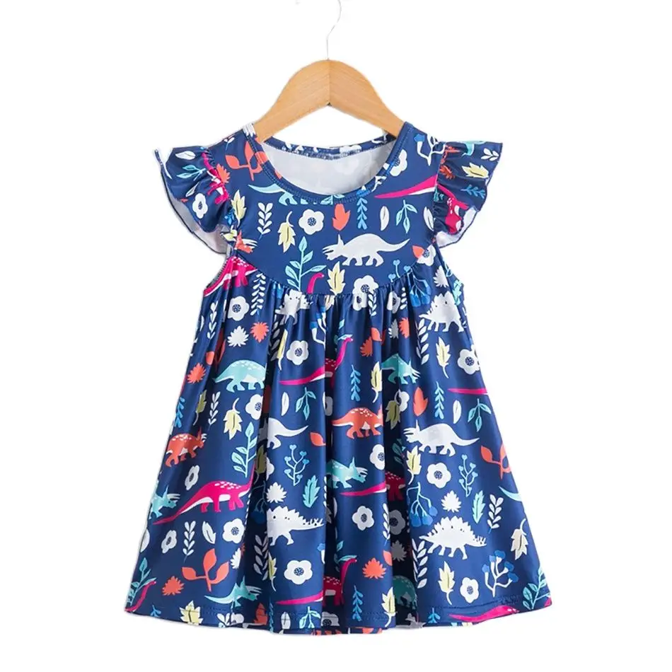 Floral Girls Anna Elsa Kids Princess Summer Cute Dress Letter Dresses Birthday Gown Party Clothes Vestidos 2-9T