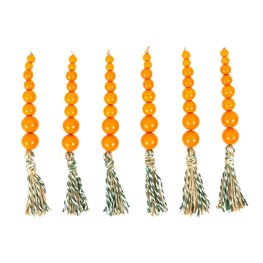 

Pack of 6 Easter Carrots Hanging Pendant Wood String Holiday Decoration DIY Crafts Ornaments Accessories for Kitchen