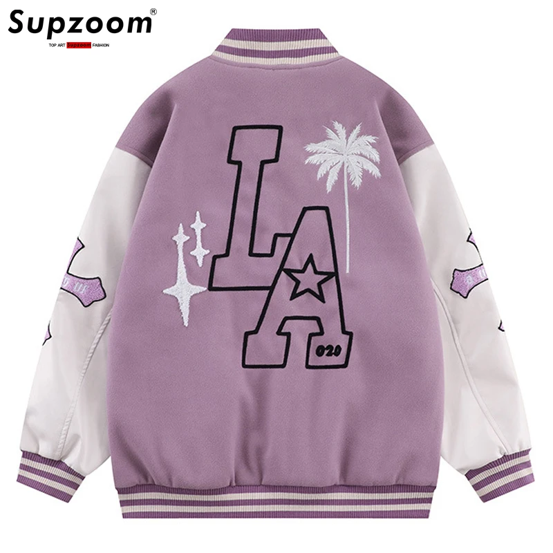 

Supzoom 2022 New Arrival Top Fashion Autumn And Winter Ins Letters Coconut La Embroidery Campus Coats Baseball Casual Men Jacket