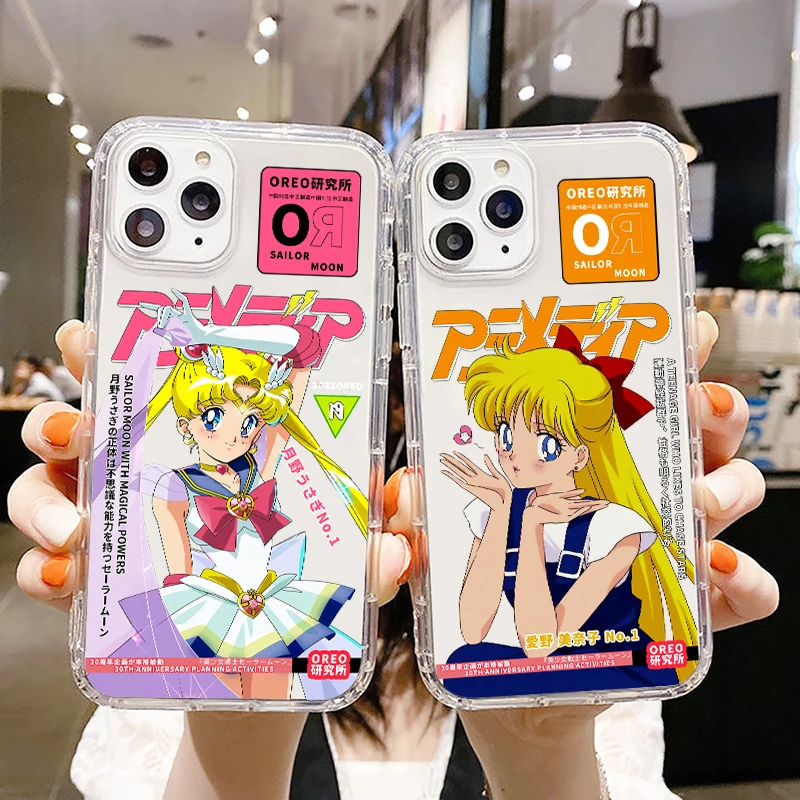 

Anime Sailor Moon Cute Phone Case For Apple iPhone 14 13 12 11 SE XS XR X 7 8 6 5 Pro Plus MAX 2020 Transparent Cover