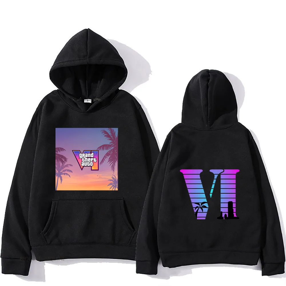 Grand Theft Auto VI Rockstar Games Graphic Hoodies Cartoon Print Casual Sweatshirt Funko Pop Fashion Clothing Moletom Pullovers