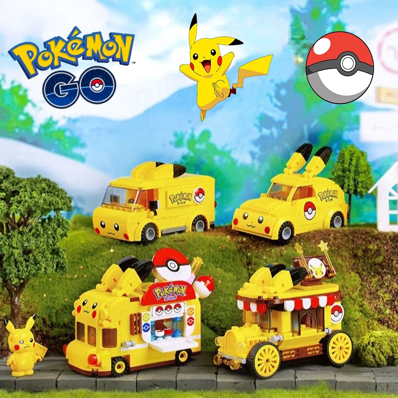 

Pokemon Building Blocks Cartoon Pikachu Mini Elf Ball Car Food Truck DIY Model Assembled Block Brick Kids Puzzle Toy Decor Gifts