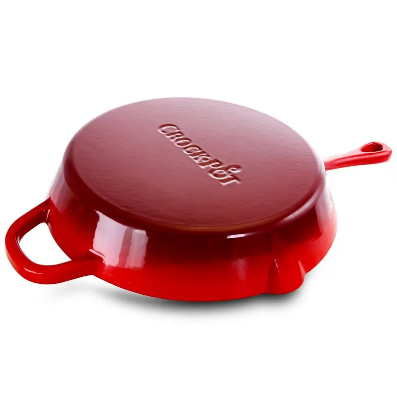

2023 New 12 Inch Enameled Cast Iron Skillet in Scarlet Red Non-stick Pan Frying Steak Pancake Cookware Pans Kitchen Accessories
