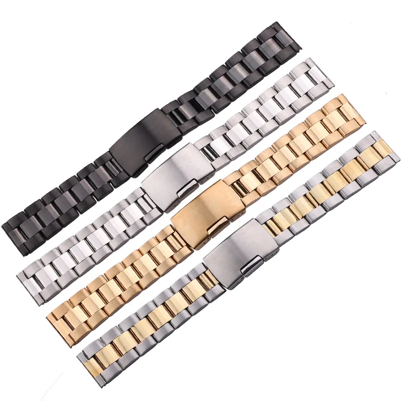 18mm 20mm 22mm 28mm Solid 316L Stainless Steel Straight End Strap Bracelet Fits All Straight End Watches
