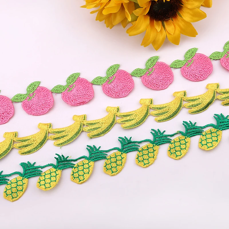 

1/2 Yards Colorful Fruit Series Polyester Fabric Lace Water Soluble Embroidered Lace Clothing DIY Apparel Sewing Accessories