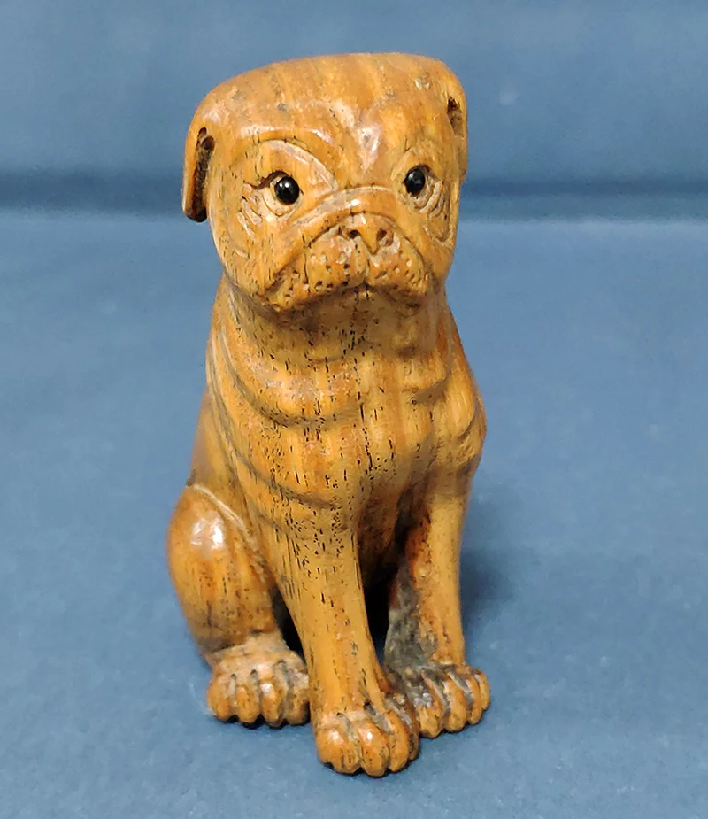 

Y8110 - 20 лет, 2 дюйма, ручная резьба, железная древесина, Netsuke - Dog