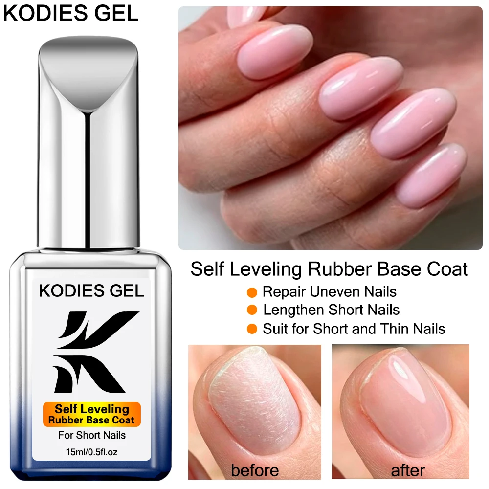 KODIES GEL Rubber Base Gel UV/LED Semi Permanent Cured Nail Gellak 15ml Repair Nude Soft Pink Color French Manicure Varnish Art