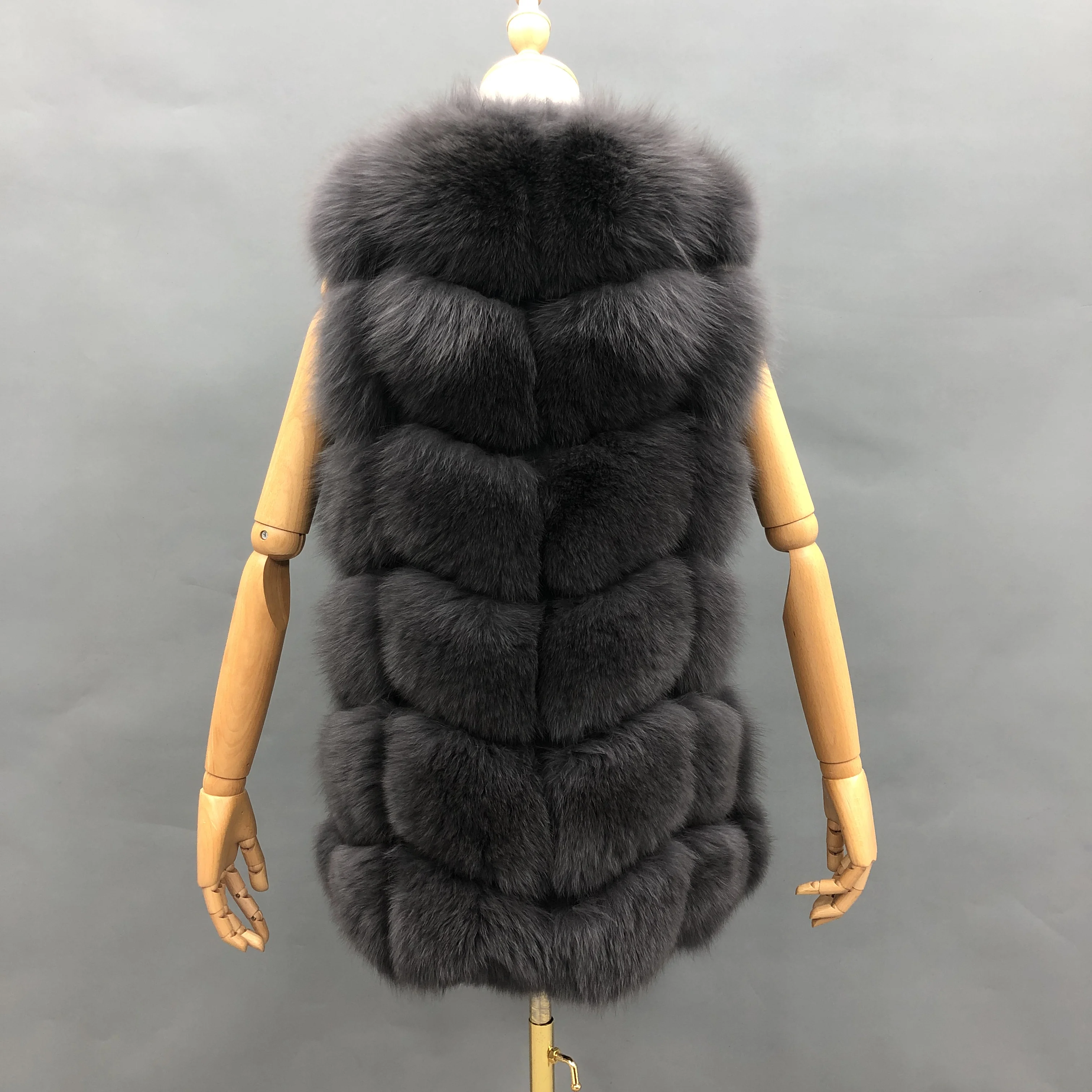 MISSJANEFUR Real Fur Vest Women White 2022 Fashion Luxury Natural Fox Fur Gilet Jackets Plus Size Warm Winter Waistcoat enlarge